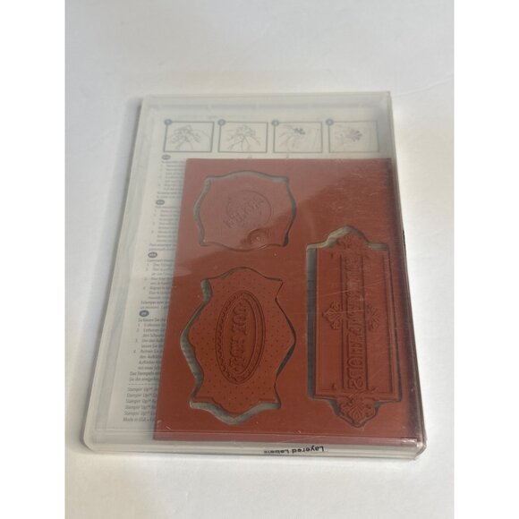 PREOWNED Stampin’ Up! Sale-A-Bration “Layered Labels” 3-Piece Cling Stamp 2 of 2 - Picture 5 of 5